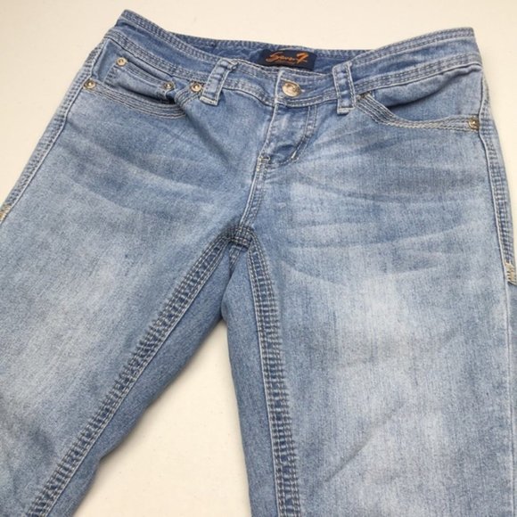 LIKE NEW SEVEN7 FACTORY DENIM CAPRIS 6/28x17 EMBROIDERED BACK POCKETS 🦋 - Picture 11 of 15
